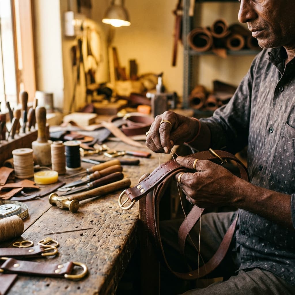Artisan hand-stitching premium leather